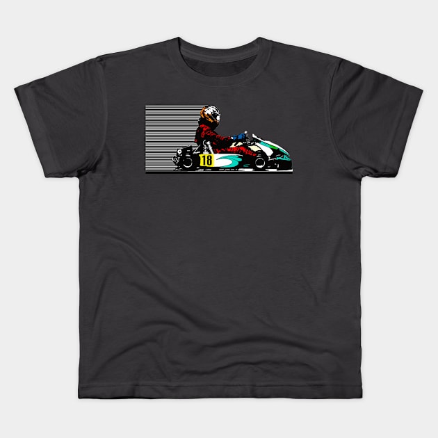 Go Kart Racer in Motion Kids T-Shirt by Markyartshop